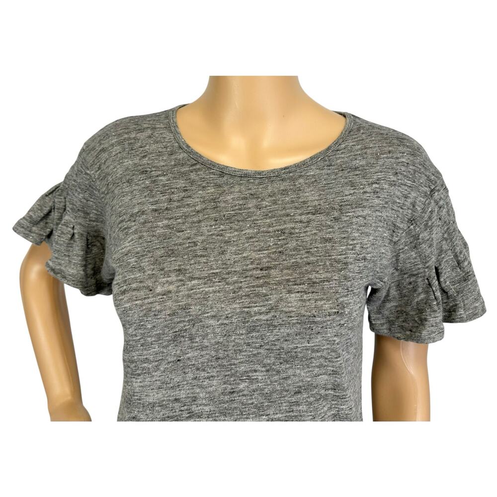 2/$30 J. Crew Pure Linen Flutter Sleeve T-Shirt Gray G6049 Size S - Picture 7 of 13